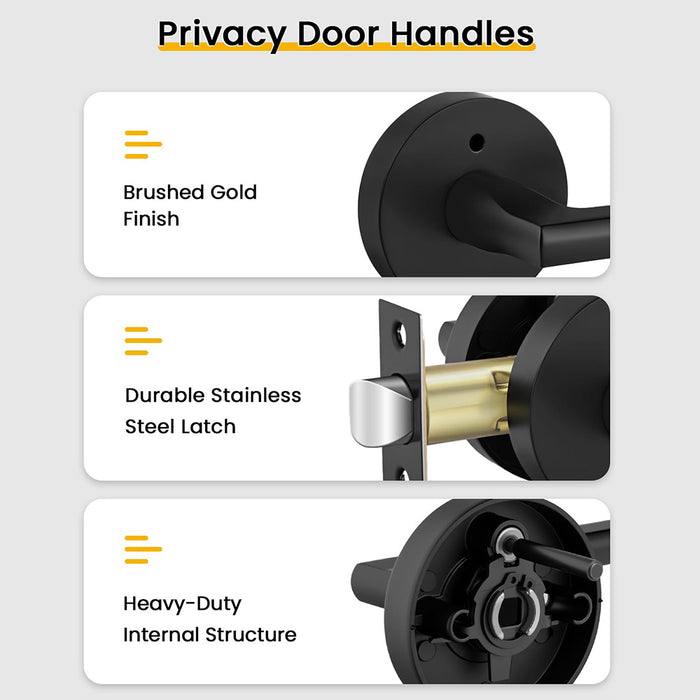 6 Pack Matte Black Privacy & Passage Interior Door Handles