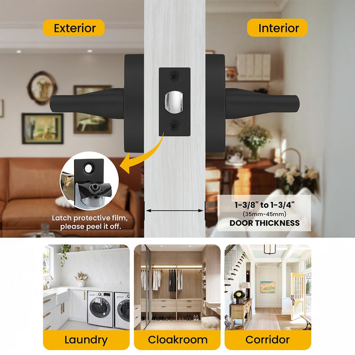6 Pack Matte Black Privacy & Passage Interior Door Handles