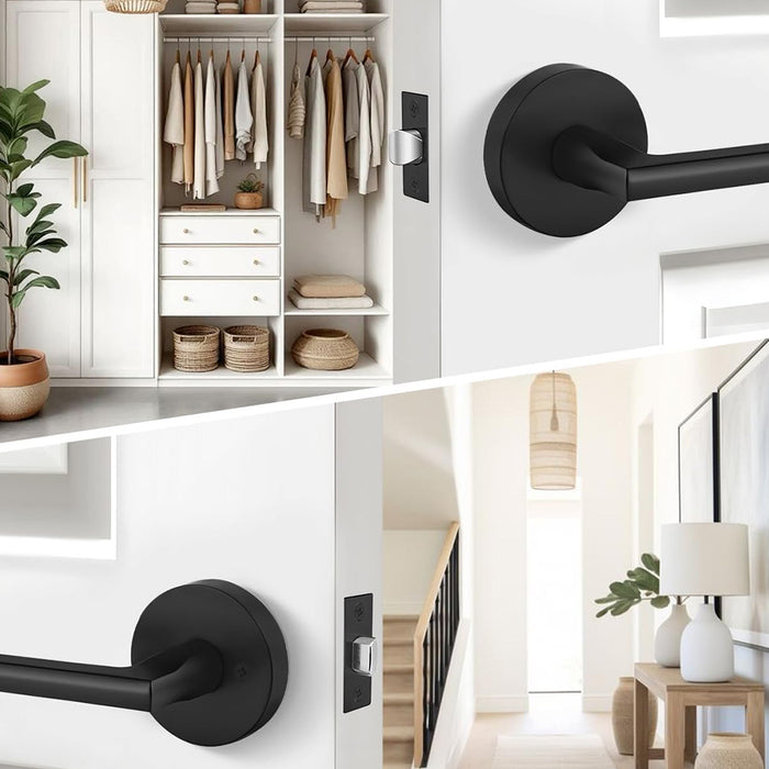 6 Pack Matte Black Privacy & Passage Interior Door Handles