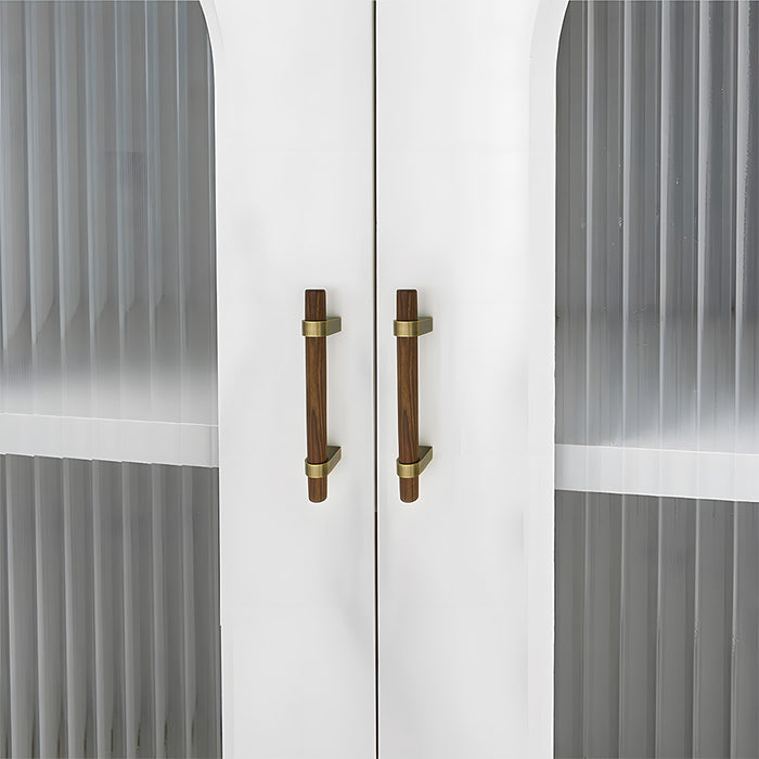 Mid-Century Walnut Wood and Brass T-Bar Cabinet Pulls