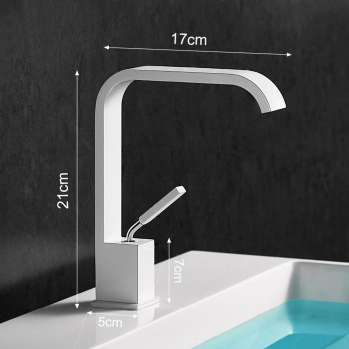Minimalist Square Solid Brass Single Handle Bathroom Sink Faucet
