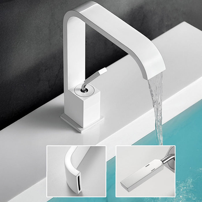 Minimalist Square Solid Brass Single Handle Bathroom Sink Faucet