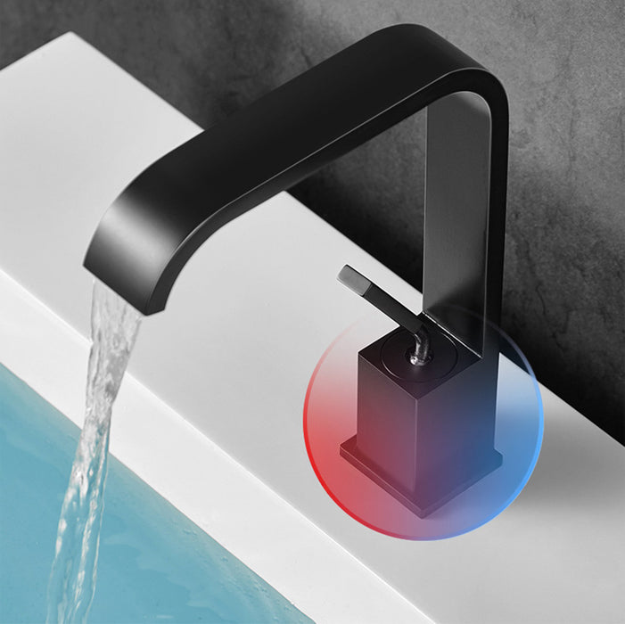 Minimalist Square Solid Brass Single Handle Bathroom Sink Faucet