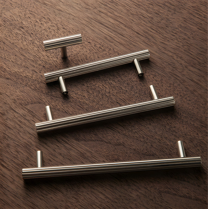 Modern Brass Straight Knurled Cupboard Handles