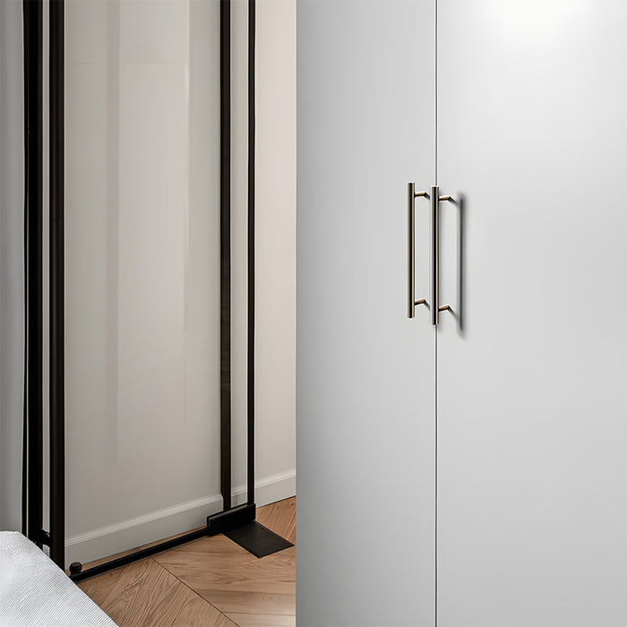 Modern Brass Straight Knurled Cupboard Handles