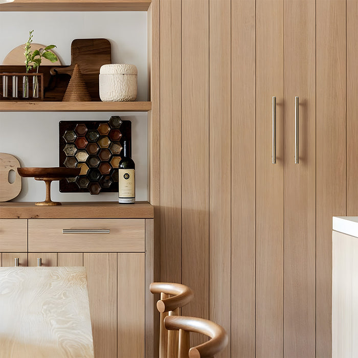 Modern Brass Straight Knurled Cupboard Handles