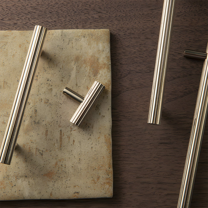 Modern Brass Straight Knurled Cupboard Handles