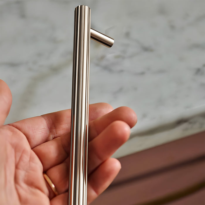 Modern Brass Straight Knurled Cupboard Handles