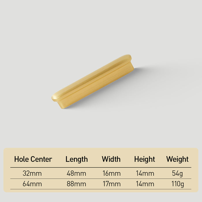 Modern Gold Brass T-Shaped Cabinet Handles