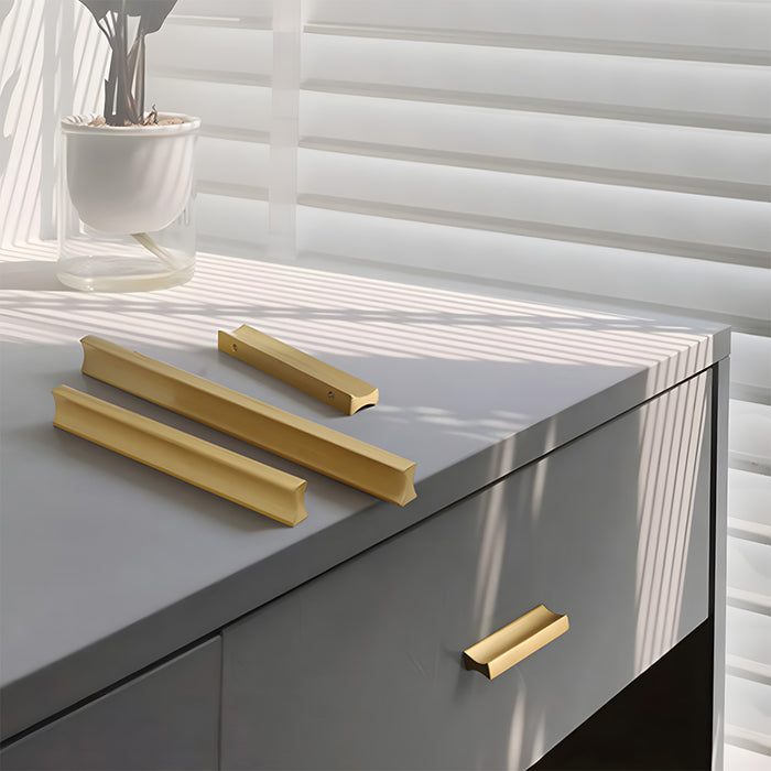 Modern I-Shaped Brass Kitchen Cabinet Handles