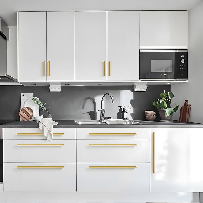 Modern I-Shaped Brass Kitchen Cabinet Handles