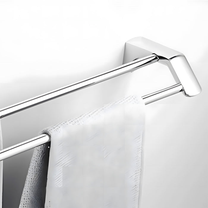 Modern Polished Chrome Sleek Wall Mounted Towel Rack