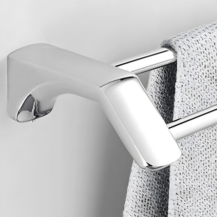 Modern Polished Chrome Sleek Wall Mounted Towel Rack