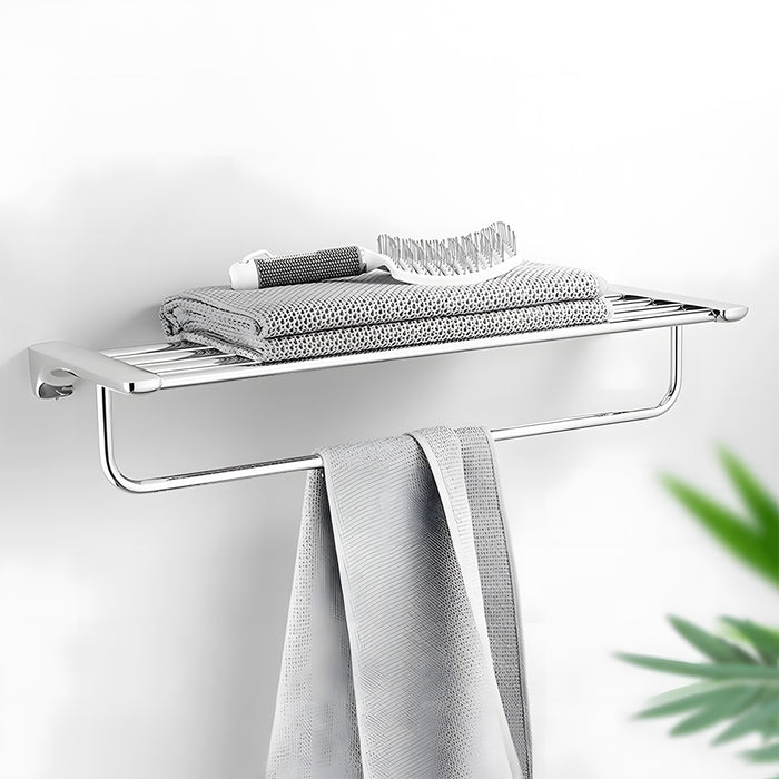 Modern Polished Chrome Sleek Wall Mounted Towel Rack