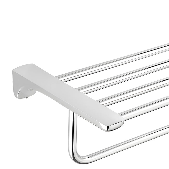 Modern Polished Chrome Sleek Wall Mounted Towel Rack