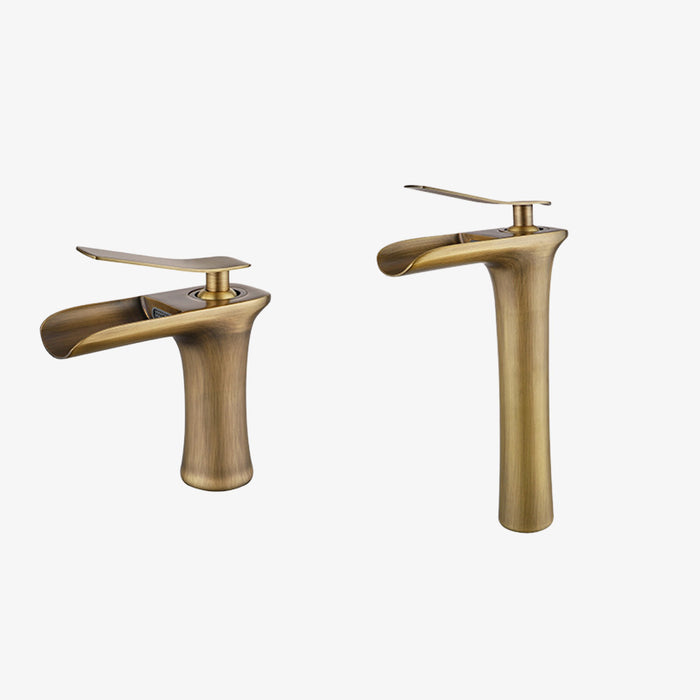 Modern Solid Brass Waterfall Bathroom Single Handle Vanity Faucets