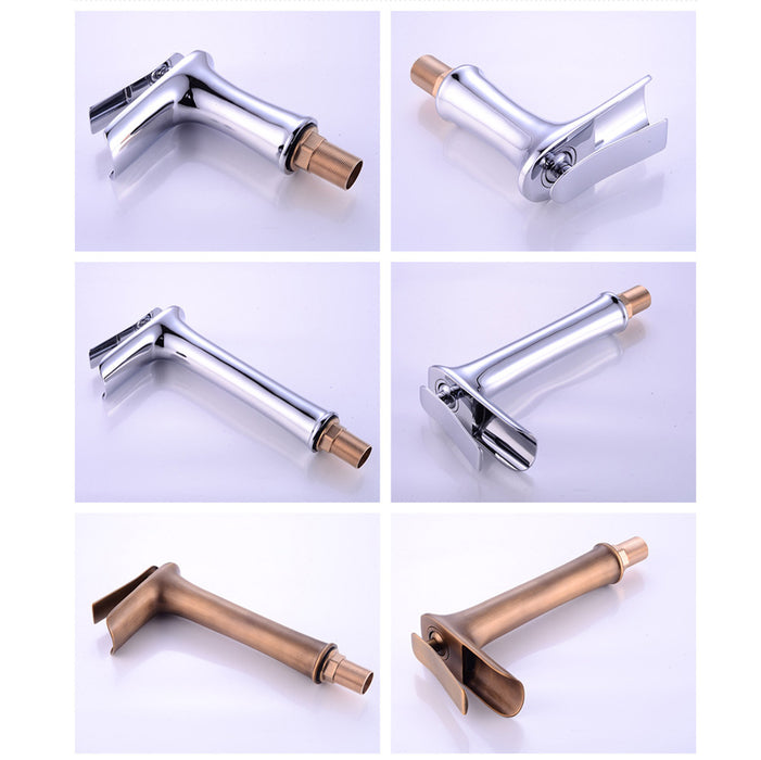 Modern Solid Brass Waterfall Bathroom Single Handle Vanity Faucets