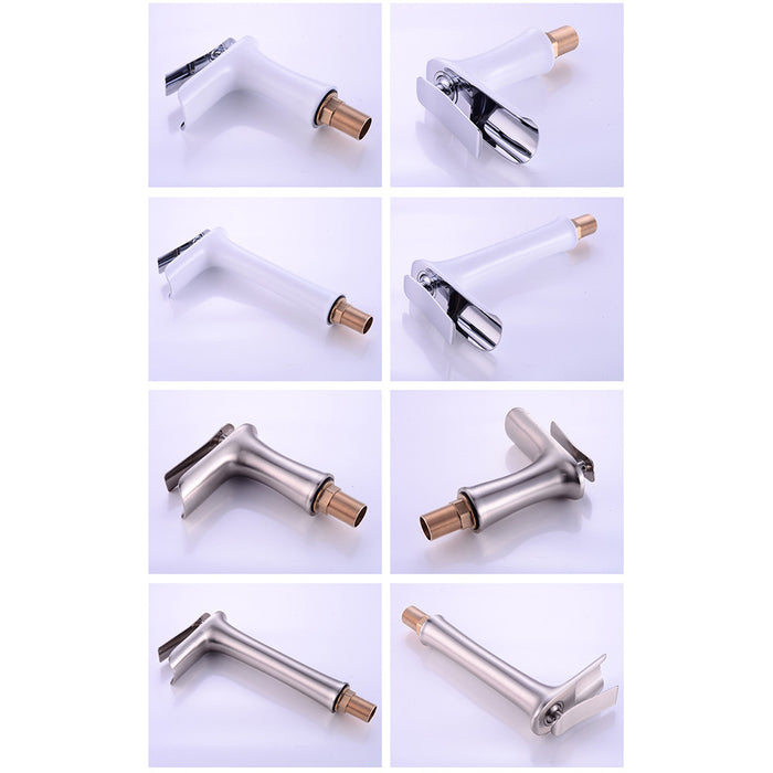 Modern Solid Brass Waterfall Bathroom Single Handle Vanity Faucets