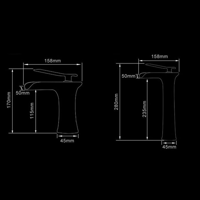 Modern Solid Brass Waterfall Bathroom Single Handle Vanity Faucets