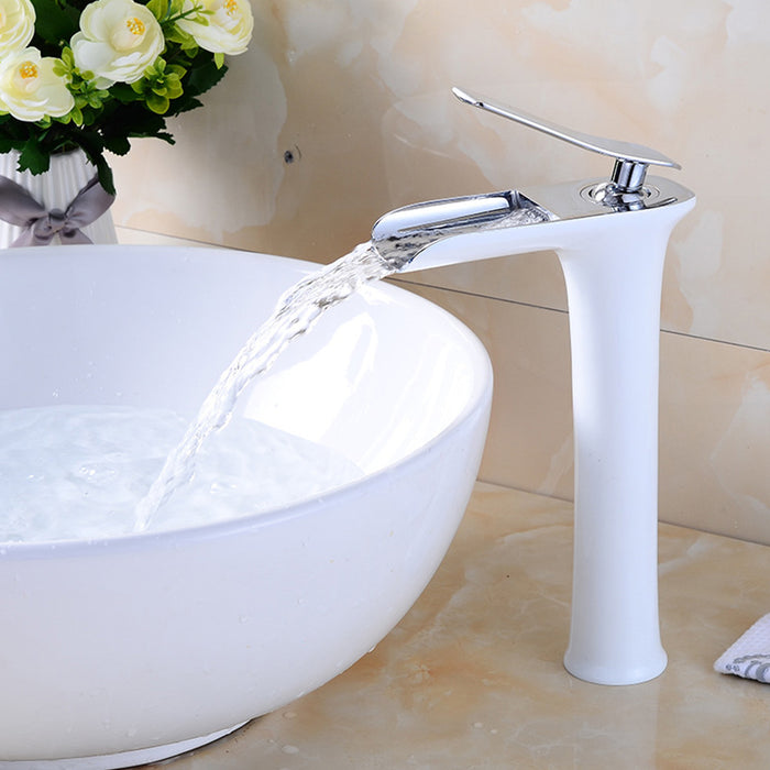 Modern Solid Brass Waterfall Bathroom Single Handle Vanity Faucets
