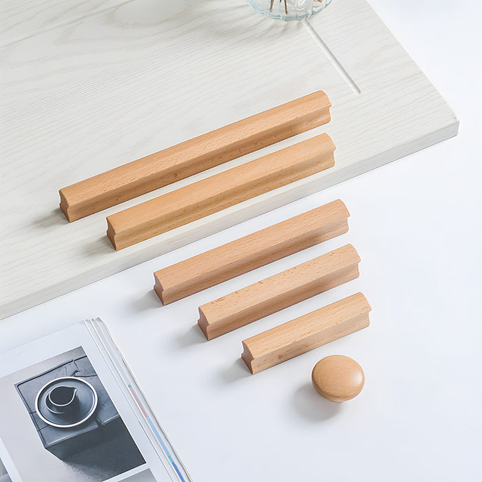 Modern Solid Natural Wood Drawer Pulls