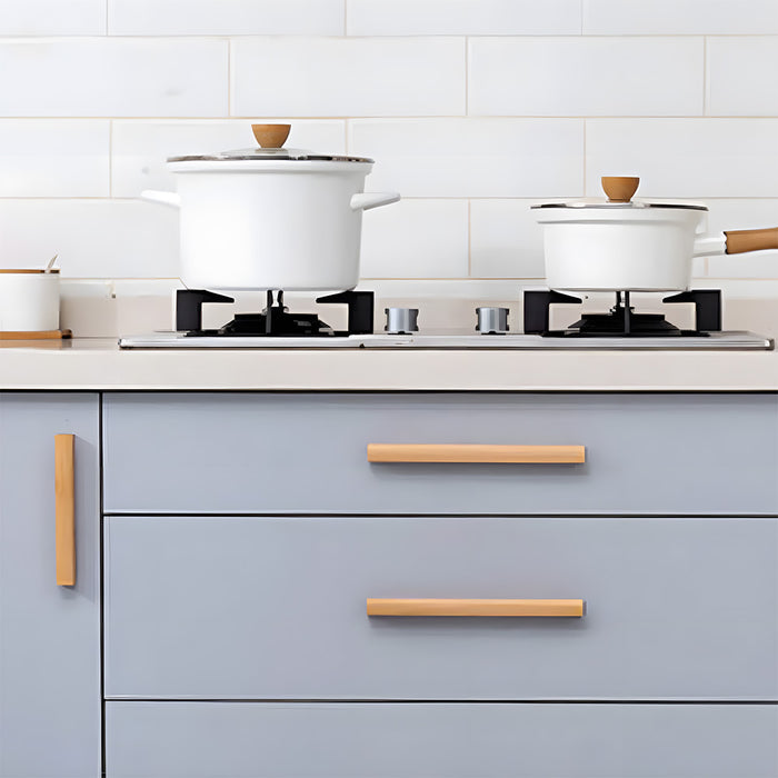Modern Solid Natural Wood Drawer Pulls