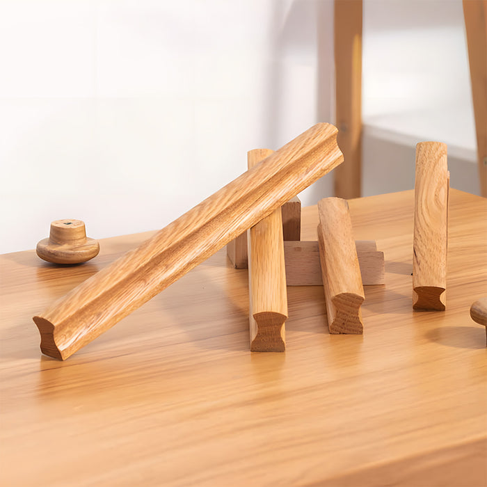 Modern Solid Natural Wood Drawer Pulls