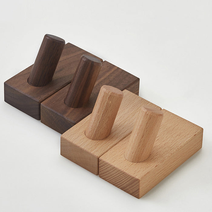 Modern Square Natural Wood Wall Mounted Hooks