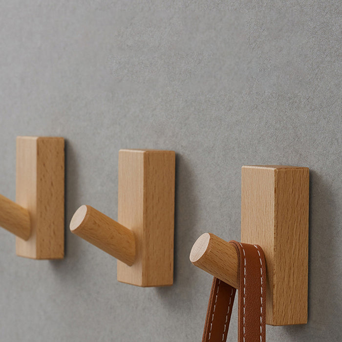 Modern Square Natural Wood Wall Mounted Hooks