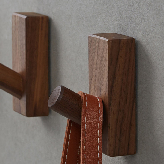 Modern Square Natural Wood Wall Mounted Hooks