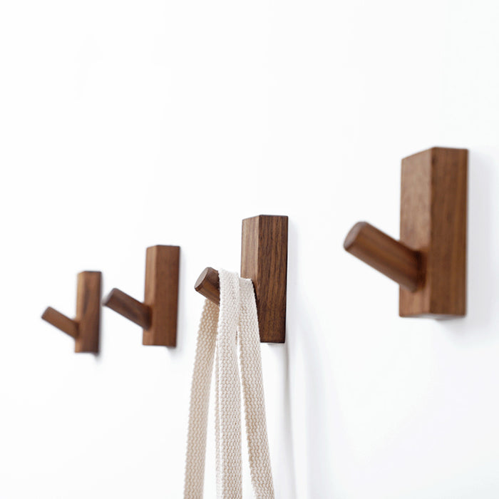 Modern Square Natural Wood Wall Mounted Hooks