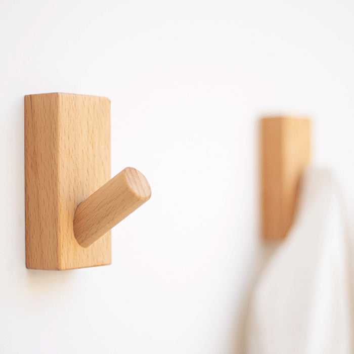Modern Square Natural Wood Wall Mounted Hooks