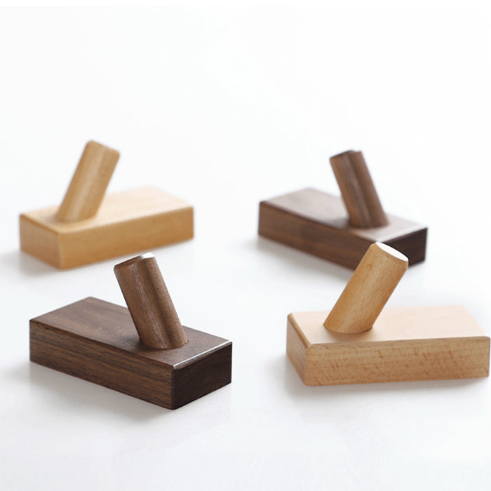 Modern Square Natural Wood Wall Mounted Hooks