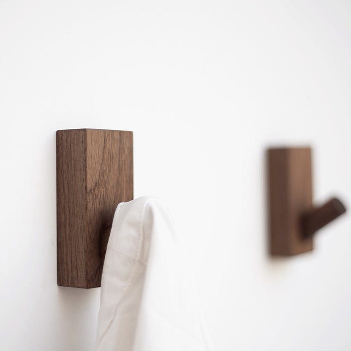 Modern Square Natural Wood Wall Mounted Hooks