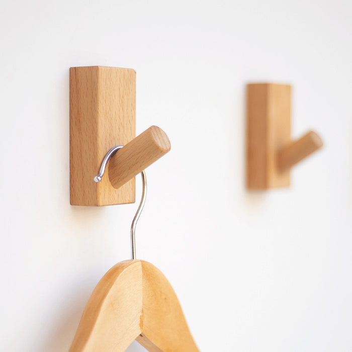 Modern Square Natural Wood Wall Mounted Hooks