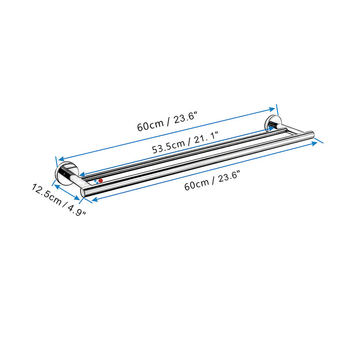 Modern Stainless Steel Wall Mounted Double Towel Bar