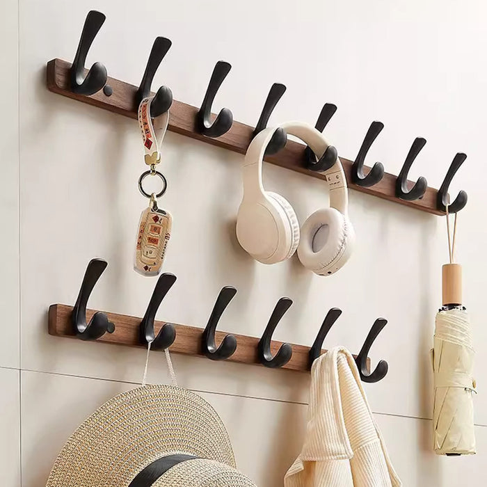 Modern Walnut Matte Black White Wall Mounted Coat Hook