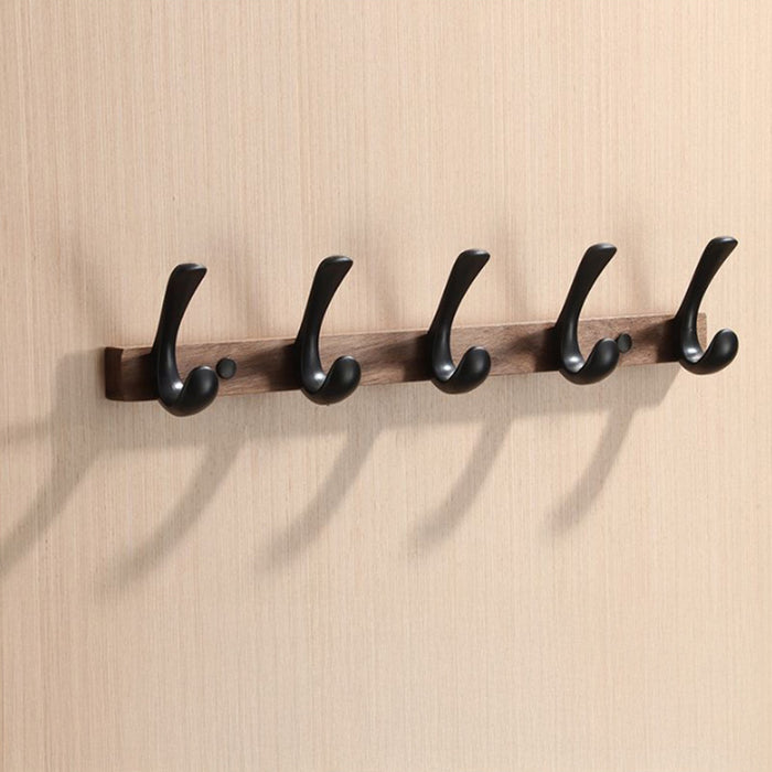 Modern Walnut Matte Black White Wall Mounted Coat Hook