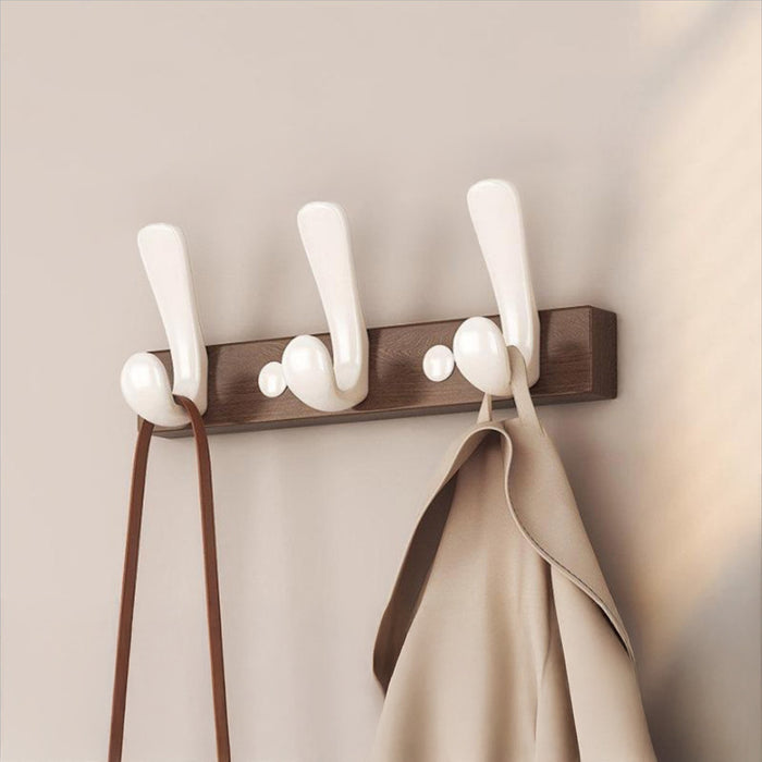 Modern Walnut Matte Black White Wall Mounted Coat Hook