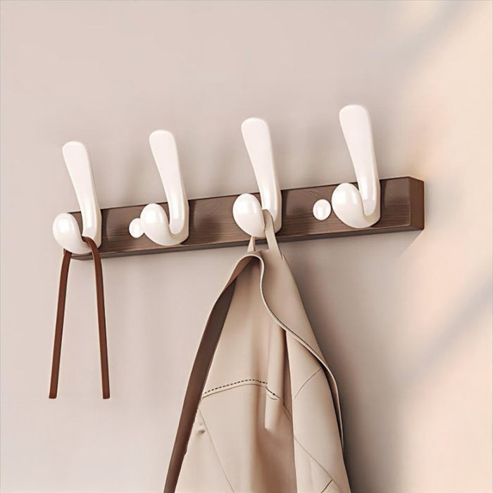 Modern Walnut Matte Black White Wall Mounted Coat Hook