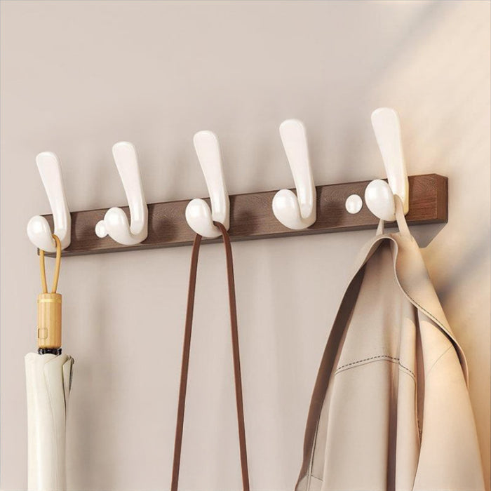 Modern Walnut Matte Black White Wall Mounted Coat Hook