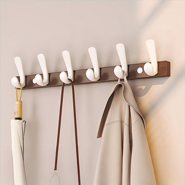 Modern Walnut Matte Black White Wall Mounted Coat Hook