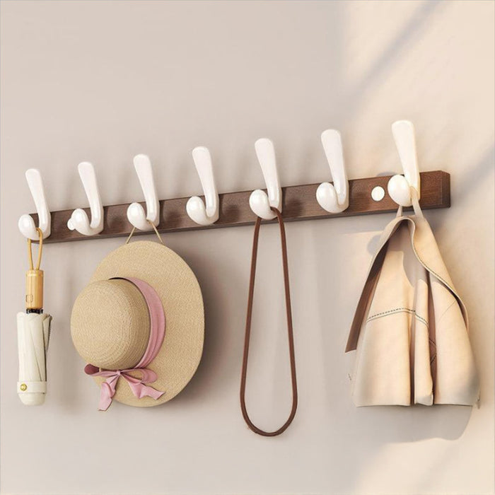 Modern Walnut Matte Black White Wall Mounted Coat Hook