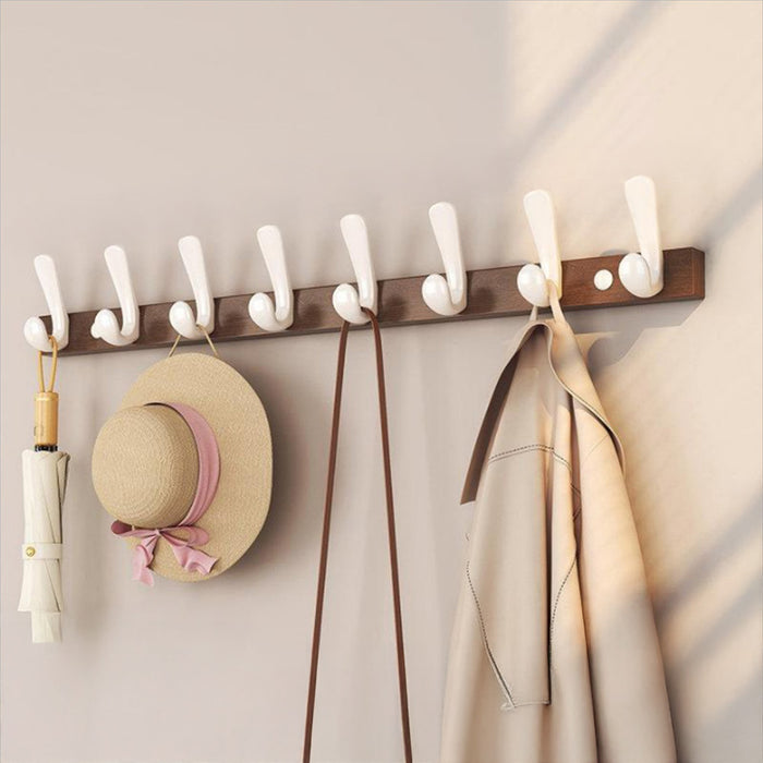 Modern Walnut Matte Black White Wall Mounted Coat Hook