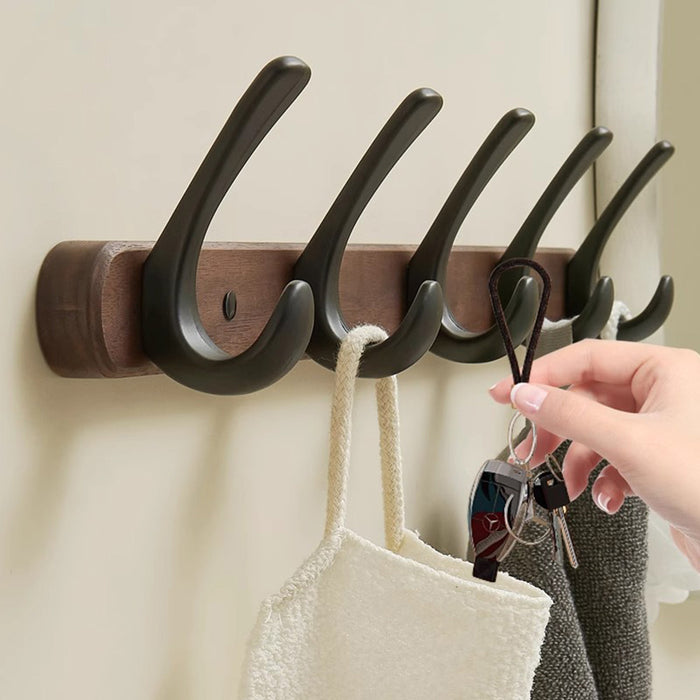 Modern Walnut Matte Black White Wall Mounted Coat Hook