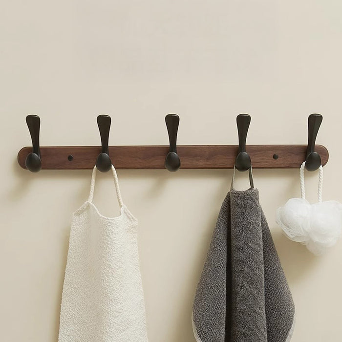 Modern Walnut Matte Black White Wall Mounted Coat Hook
