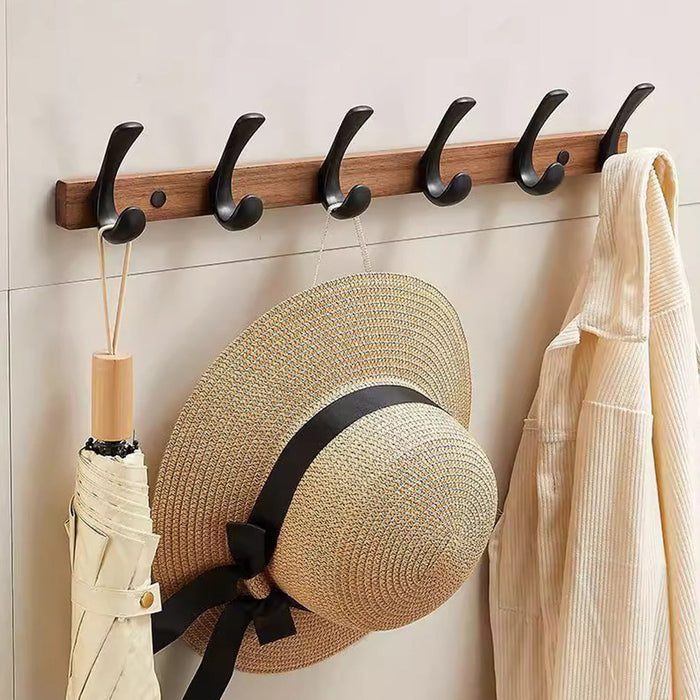 Modern Walnut Matte Black White Wall Mounted Coat Hook