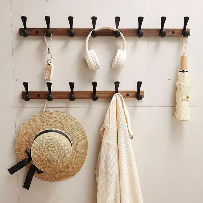 Modern Walnut Matte Black White Wall Mounted Coat Hook