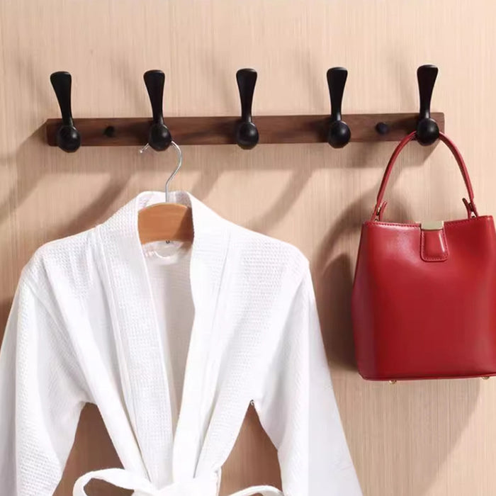 Modern Walnut Matte Black White Wall Mounted Coat Hook