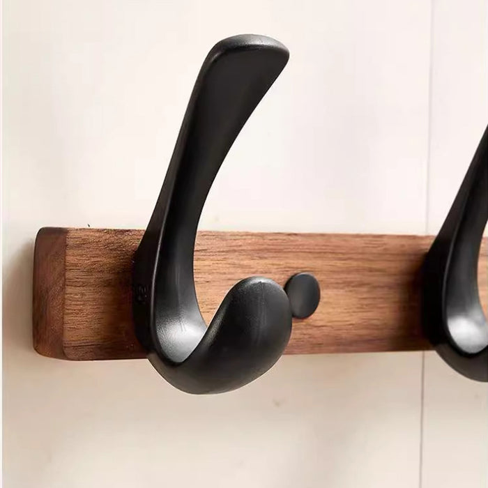 Modern Walnut Matte Black White Wall Mounted Coat Hook